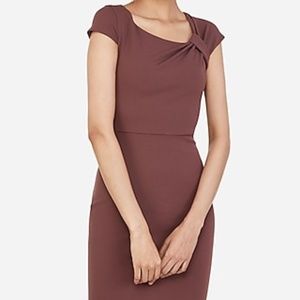 EXPRESS Asymmetrical Ruched Shoulder Sheath Dress